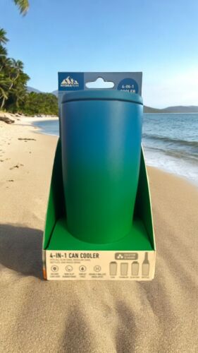 HydraPeak~4 In 1 Can Cooler~ Non Slip Rubber Base~Blue-Green ~GREAT PURCHASE!