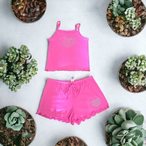 Juicy Couture Sleepwear 2pc Set JC1921A Size L~ Pink With Rhinestones NWT~SEXY!