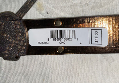 MICHAEL KORS BELT CHOCOLATE MK LOGO MK NAME PLATE WITH MK CHARM GOLD BUCKLE WOW!