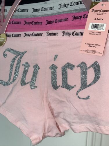 Juicy Couture~Women Boyshort Underwear Panties Cotton Blend 5-Pair JC7530~WOW~L