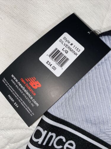 New Balance Medium Impact Sports Bra Style # 1153  SILVERMINK/ Black LARGE NEW