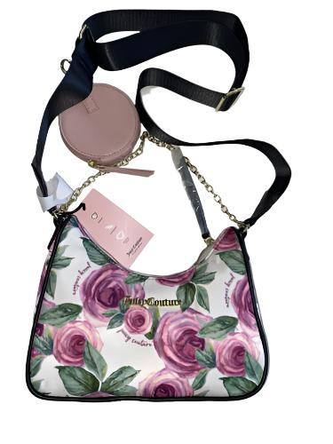 JUICY COUTURE GARDEN CREAM CHAINS IN LOVE CROSSBODY BAG WITH AIRPOD CASE POUCH