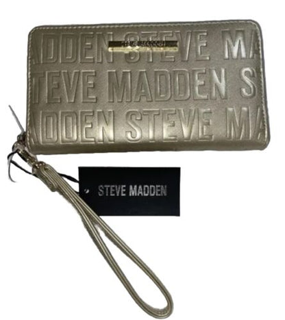 STEVE MADDEN WALLET WRISTLET METALIC GOLD STAMPED LOGO VERY CLASSY!!