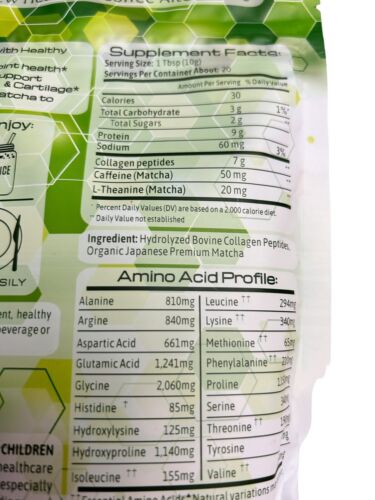 Blue Mountain Nutrition MATCHA COLLAGEN, 7 oz Keto+Paleo Premium Matcha