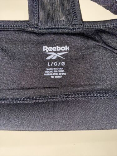 REEBOK MATCH BRA BLACK /BLACK MESH REW211BR02006 LARGE MSRP $40 NEW