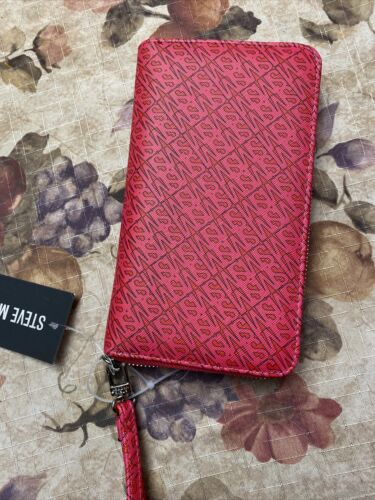 STEVE MADDEN WALLET WRISTLET PRINTED LOGO BROWN MULTI TONE SO DIFFERENT!!