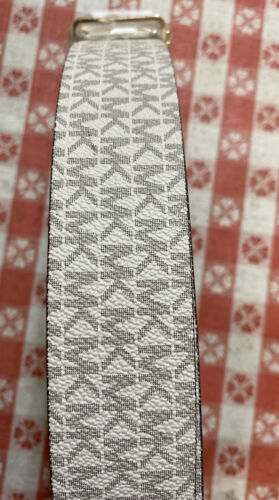 MICHAEL KORS BELT VANILLA MK PRINTED LOGO GOLD BUCKLE MSRP $48 COOL! LARGE