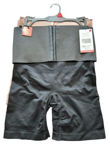 SKINNYGIRL SHAPING 2PCK ELASTIC BAND HOOK&EYE SHORTS~WHITTLE YOUR WAIS~SG4164~L