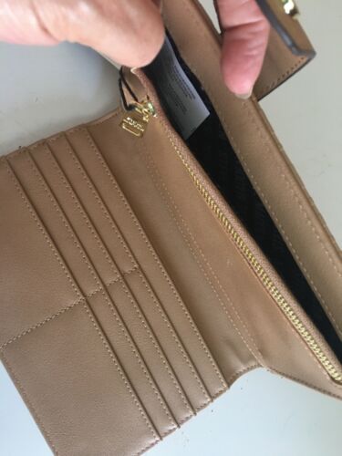 STEVE MADDEN Bifold WALLET, CLUTCH Camel STAMPED Gold Hardware NEW