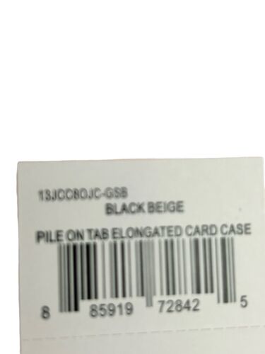 Juicy Couture Pile on Tab Elongated Card Case Bifold~Black Beige~Key Heart Ring