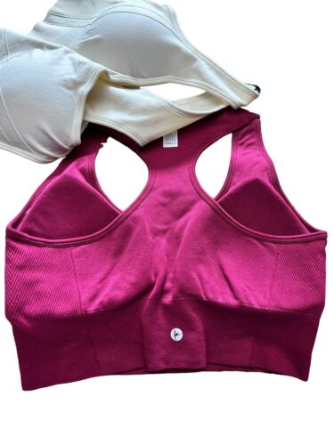90 Degree By Reflex~Seamless Madeleine Racerback~Wine/Ivory Bra Set-2~Large~WOW!