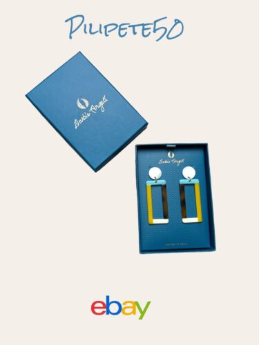 DARBIE ANGELL Rectangular￼ Hoops -Mother Of Pearl Fashion Designer NIB ~ UNIQUE