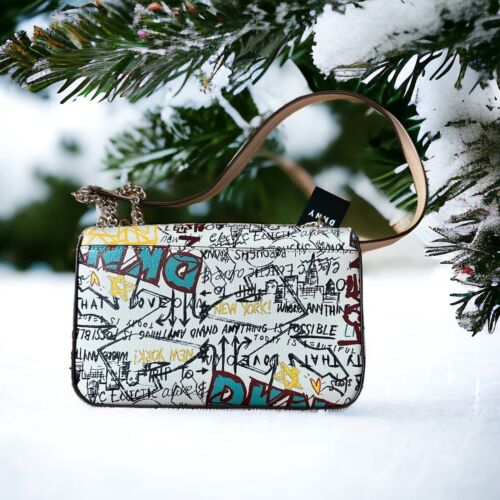 DKNY Women’s CLEO FLAP BAG  XBODY PURSE Multicolor~ GRAFFITI DESIGN~UNIQUE