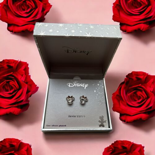 Disney Minnie Mouse Bowtiful Fine Silver Plated Earrings 🆓📦~NEW IN BOX
