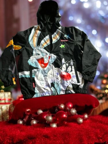 Members Only Looney Tunes Windbreaker w/ Hood Black Large  NWT ~ REAR FIND