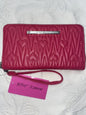 BETSEY JOHNSON Zip Around Wallet/Wristlet Stitch RED- XOZIP-S  BEAUTIFUL!