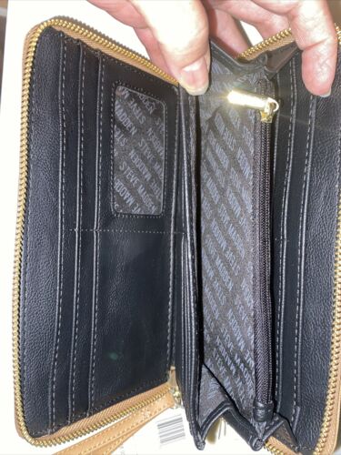 STEVE MADDEN WALLET WRISTLET SADDLE COLOR SMOOTH TEXTURED GOLD ZIPPER