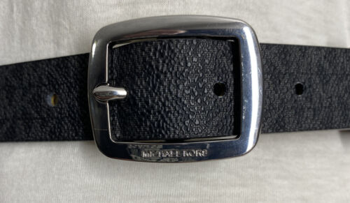 MICHAEL KORS BELT BLACK MINI MK PRINTED LOGO SILVER BUCKLE "SKINNY" "SO NICE"