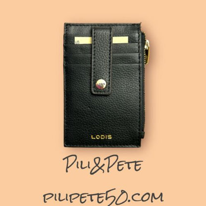 Lodis Wallet  Black Monica Mini Stacker RFID Protection Genuine Leather- UNIQUE!