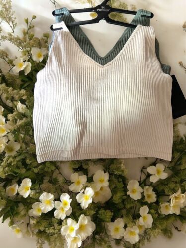 90 Degree By Reflex~LARGE BRAS Gardenia/Agave Green Seamless Alamo Bra~CUTE