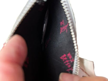 BETSEY JOHNSON XOMINI Wallet CARD HOLDER Silver Zip Bank Of Betsey Diamond NWT