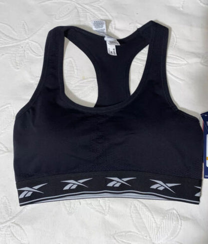Reebok Stellar Seamles Bra Black/ Gray Extra Large Retail $40 NEW