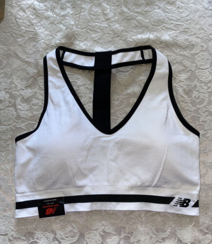 New Balance Medium Impact Sports Bra Style 7462 White/Black Size XXL NEW