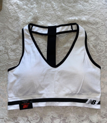 New Balance Medium Impact Sports Bra Style 7462 White/Black Size XXL NEW