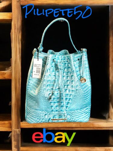Brahmin Marlowe Bucket Shoulder  Handbag~Dusty Blue Melbourne~Genuine Leather⭐️