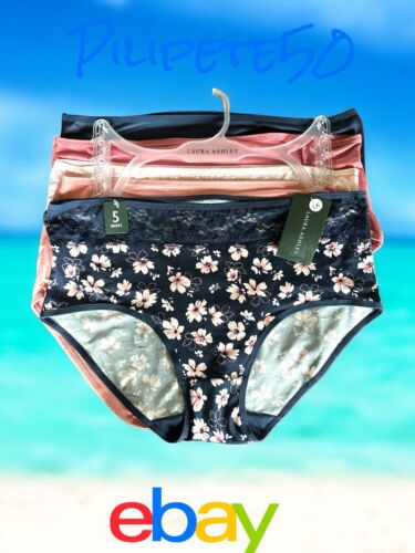 Laura Ashley ~ Women's Brief Underwear Panties Floral 5-Pair~Style LS9689~1X