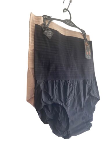 NICOLE MILLER NY~2 Pack~Hi-Waist Control Brief ~Style NM7616~TONES YOUR TUMMY~XL