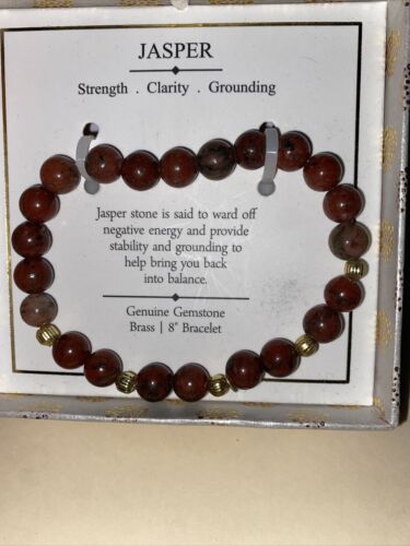 Shivam Jasper Genuine Gemstone~Brass 8" Bracelet ~ Strength, Clarity & Grounding