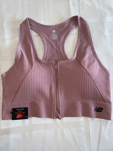 NEW BALANCE Medium Impact Sports Bra Style  111155 Dark Oxide FRONT ZIP XL~CUTE!