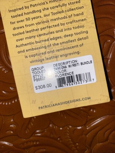 Patricia Nash Zancona Tooled Brown Leather Tote With Reiti Wallet New BEAUTIFUL