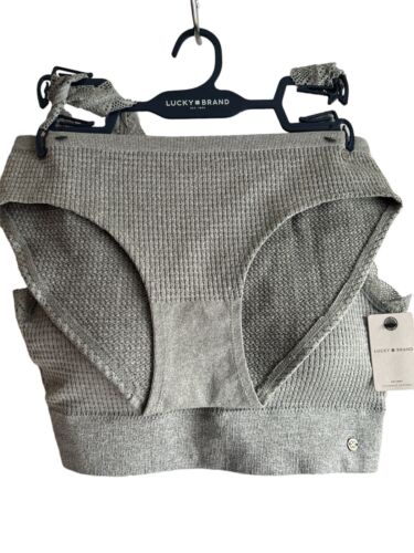 LUCKY BRAND~TWO PIECES SET GRAY BRA & BIKINI PANTY~STYLE LVD14840~ L ~UNIQUE!!