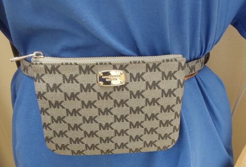 MICHAEL KORS FANNY PACK BELT BAG GRAY SILVER HARDWARE