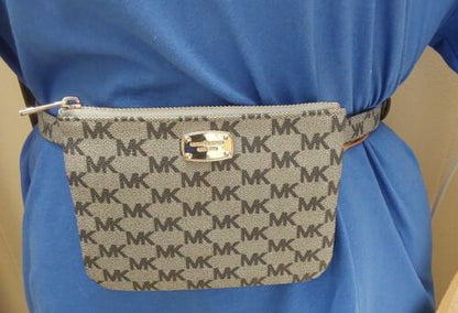 MICHAEL KORS FANNY PACK BELT BAG GRAY SILVER HARDWARE