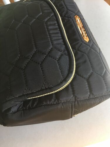 Aimee Kestenberg  Isabela Black Python Quilted Cosmetic Bag  Gold Hardware