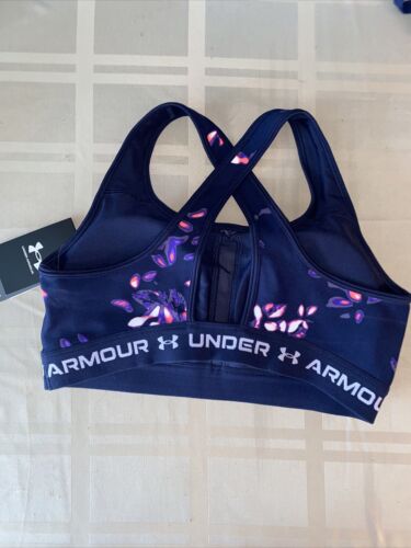 Women's Under Armour Cossback Navy Floral Print Mid Impact Sports Bra~BEAUTIFUL!