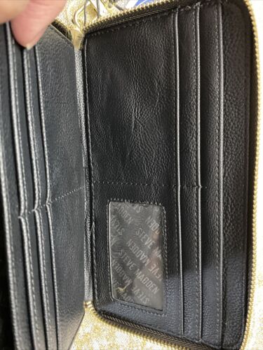 STEVE MADDEN WALLET WRISTLET PRINTED LOGO BROWN MULTI TONE SO DIFFERENT!!