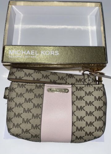 Michael Kors Women’s Belt  Fanny Pack MK Signature Logo PINK/BROWN/BEIGE - L/X