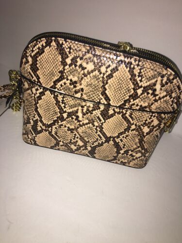 STEVE MADDEN HANDBAG BMAGGIE NATURAL BROWN /BEIGE PRINT-DOME GOLD-HARDWARE