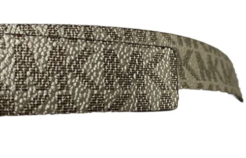 Michael Kors belt glittery gold printed MK logo gold rectangle buckle "Skinny" M