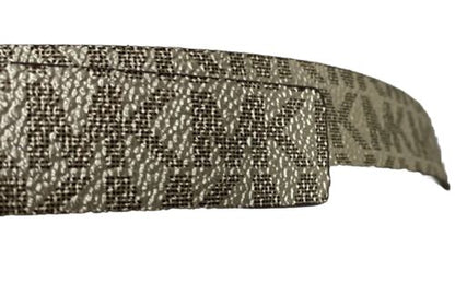 Michael Kors belt glittery gold printed MK logo gold rectangle buckle "Skinny" M