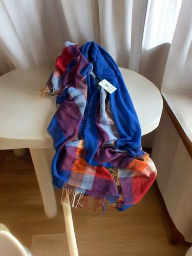 Caterina de Medici Italy 100% Cotton Scarf Shawl Multicolor, Two Side Fringe~NEW