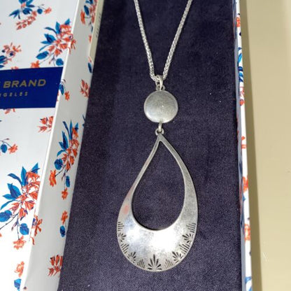 Lucky Brand Silver Tone Circle Pendant Necklace NIB MSRP $39 LUCKY 🍀