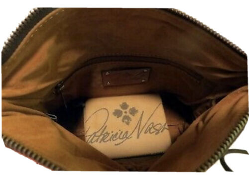 Patricia Nash Valerie Tan Solid Leather Fold Over Clutch Wristlet $79 NEW