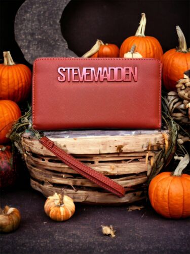 STEVE MADDEN WALLET WRISTLET TERRACOTTA ~ LOGO SMOOTH TEXTURED~ORGANIZER~UNIQUE!