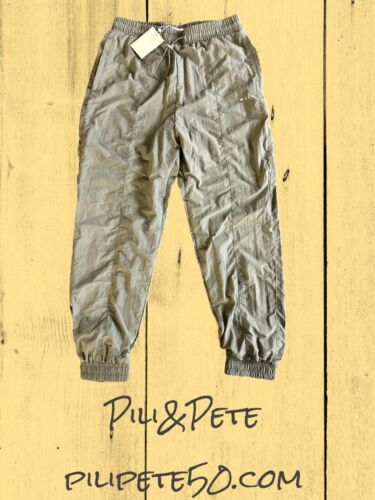 Wilo The Label Women's Parachute Joggers Pants in Sage Size S~100% Nylon~COMFY!