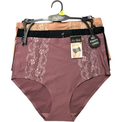 PRIMA VALENTINA 3 Pcs LACE PANTIES  HI-CUT~8052~MULTICOLOR~SEAMLESS MF~MEDIUM